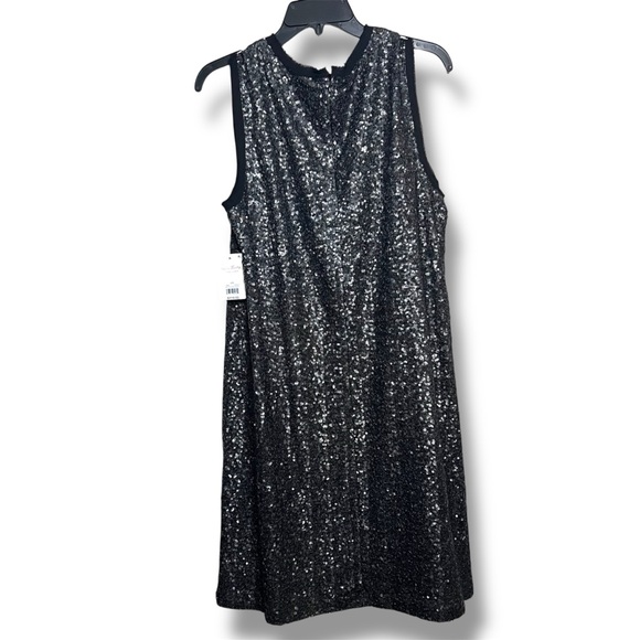 Lucky Brand women’s matte black sleeveless sequin shift mini dress size: Large - Picture 2 of 5